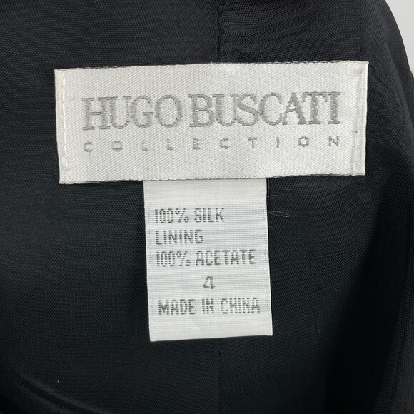 HUGO BUSCATI Black 100% Silk Pocketless Tapered Trouser Slacks Size 4 - Picture 5 of 5